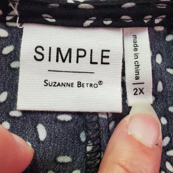 SIMPLE by SUZANNE BETRO SZ 2X Wide Leg Black & White Print Palazzo Wrap Pants - Picture 5 of 7